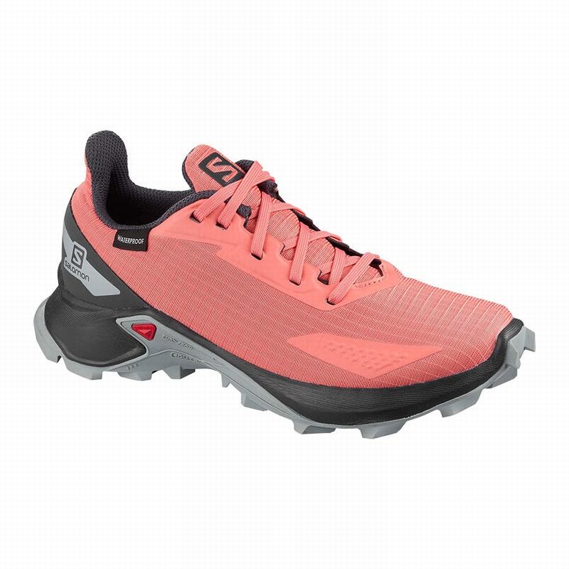 Salomon ALPHACROSS BLAST CLIMASALOMON™ WATERPROOF - Kids Trail Running Shoes - Coral - NZ (70943-ANW